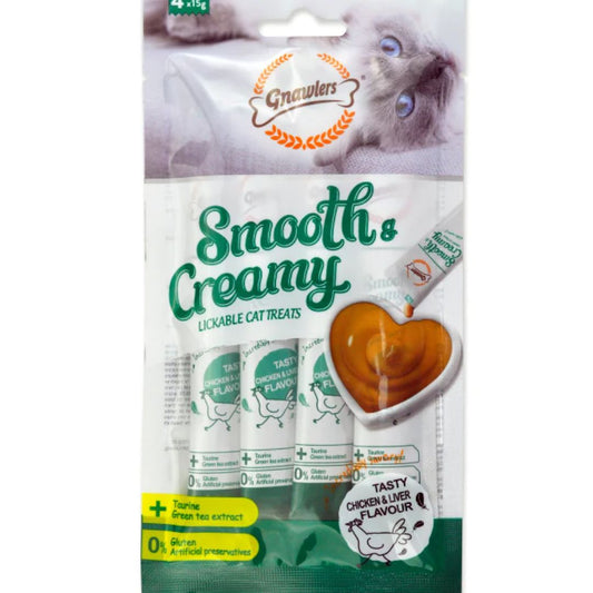 Gnawlers Smooth & Creamy Cat Treats – Chicken & Liver Flavor (4x15g)