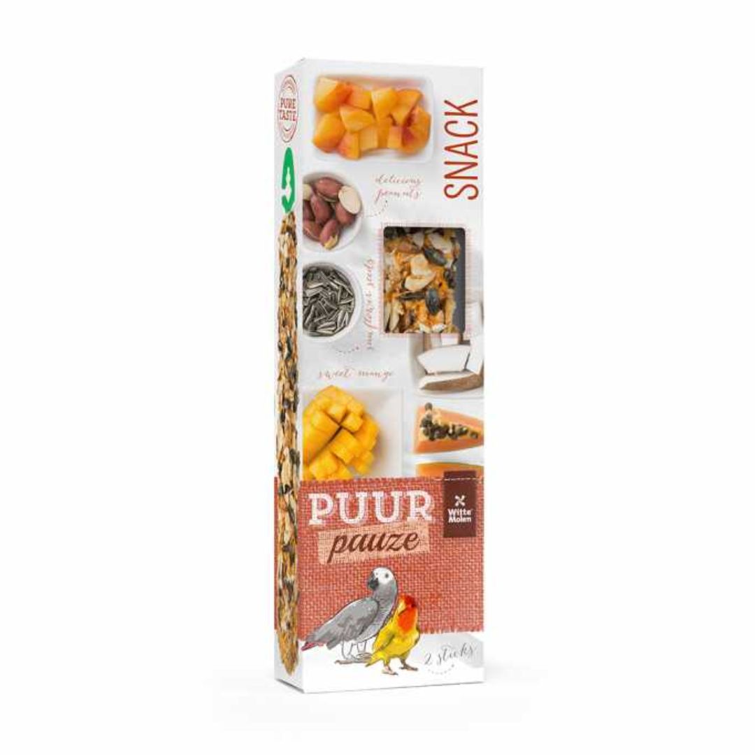 Witte Molen Puur Pauze Stick – Papaya & Apricot for Lovebirds & Parrots 140g