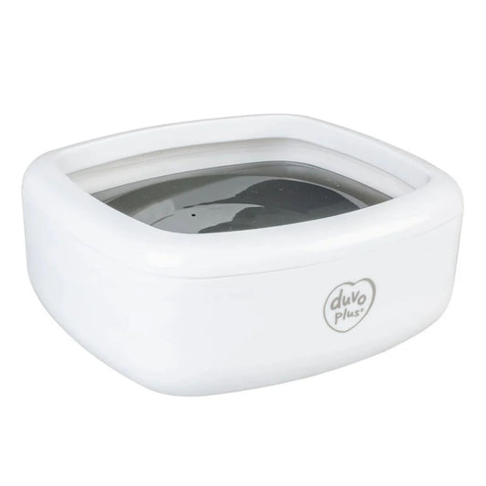 Duvo+ Splash-Proof Square Drinking Bowl 1500ml – White/Grey