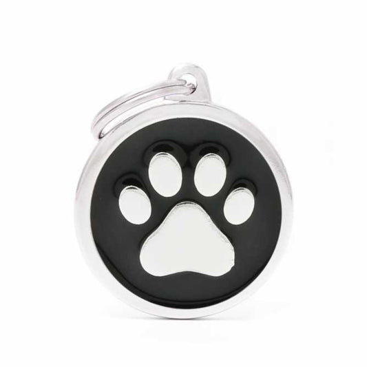 My Family Big Black Circle Paw Pet ID Tags