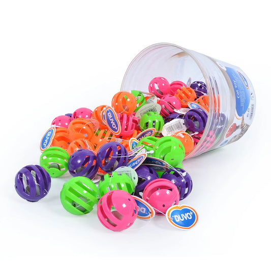 Duvo+ Rattle Balls Cat Toy – Bulk Pack, 60 Pcs in Bucket