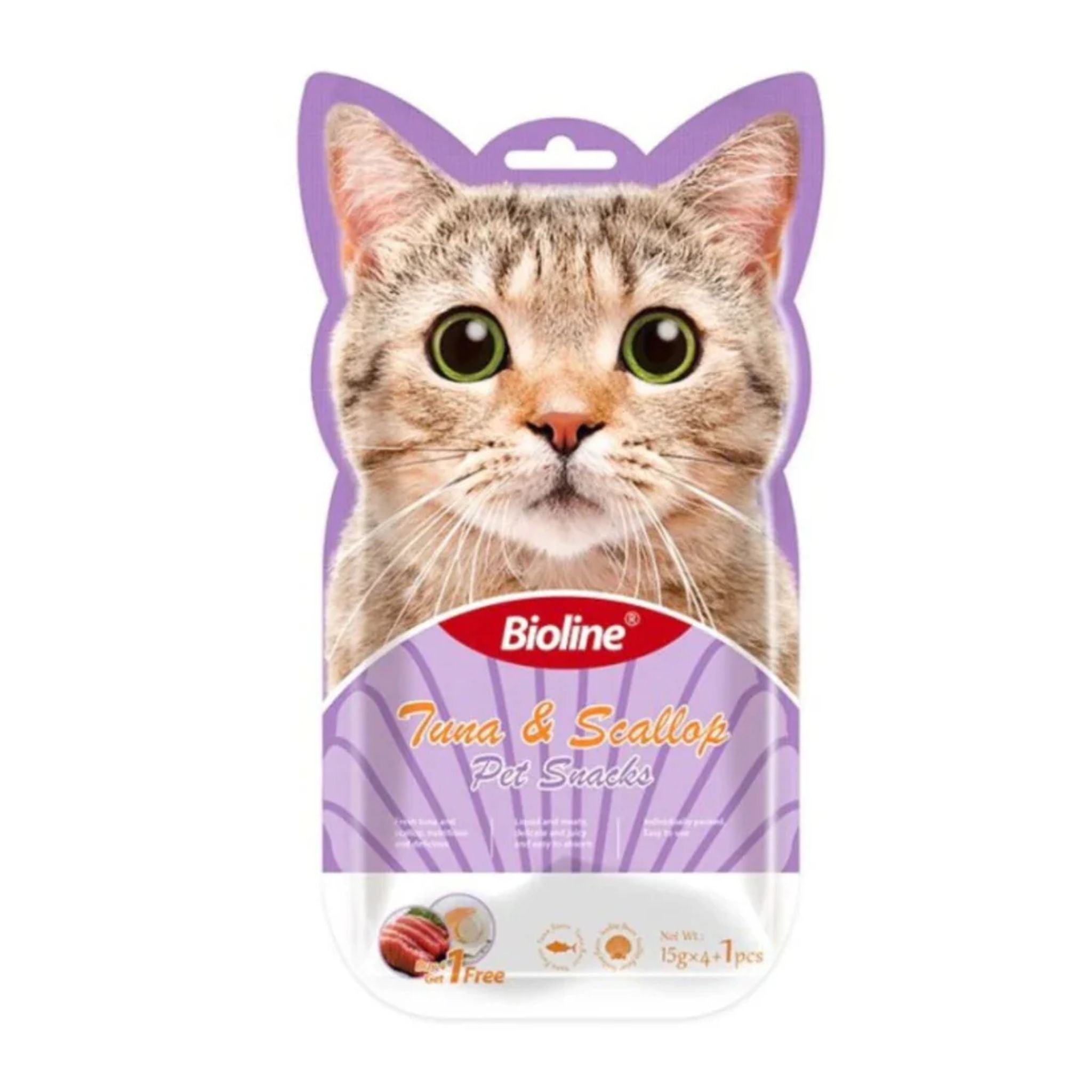 Bioline Cat Treats Tuna & Scallop Bite-Sized Treats - 5x15g