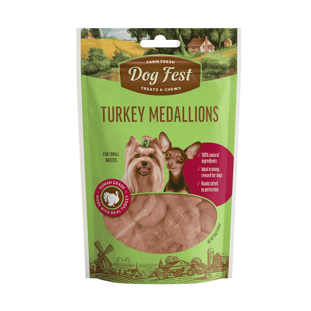 Dog Fest Turkey Medallions for Small Breeds – 55g