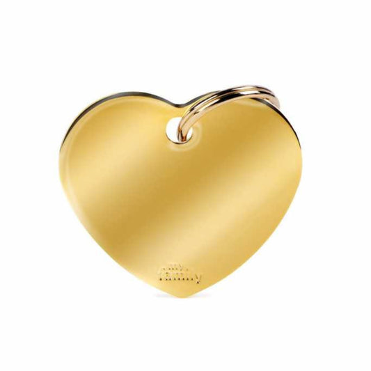 My Family Big Heart Golden Brass Pet ID Tag