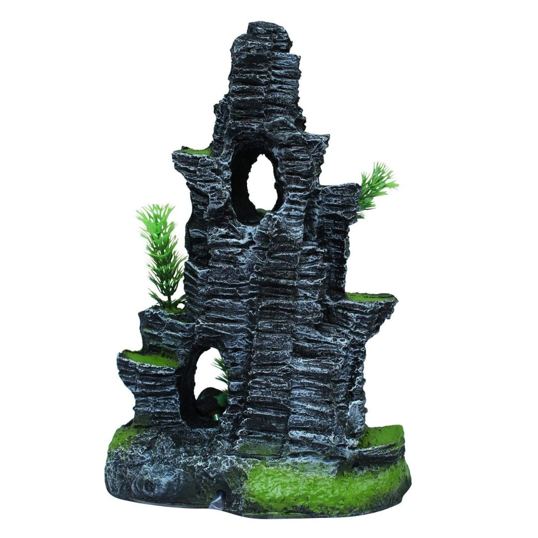 Karis Aquarium Ornament – Tower Ruins Design – 24×9×18.5 cm