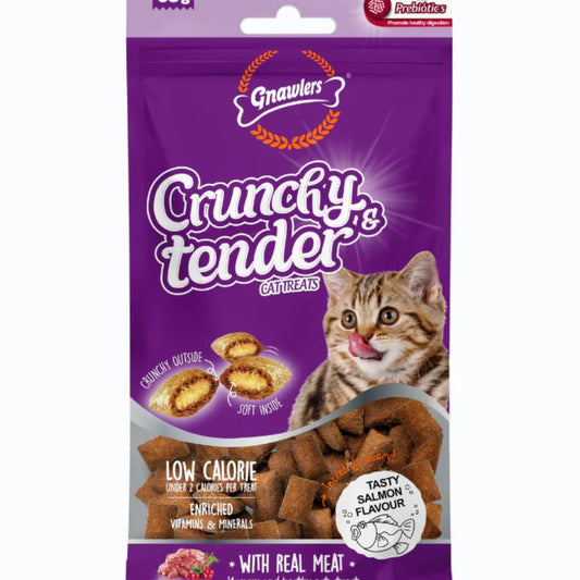 Gnawlers Crunchy & Tender Cat Treats – Salmon Flavor 65g