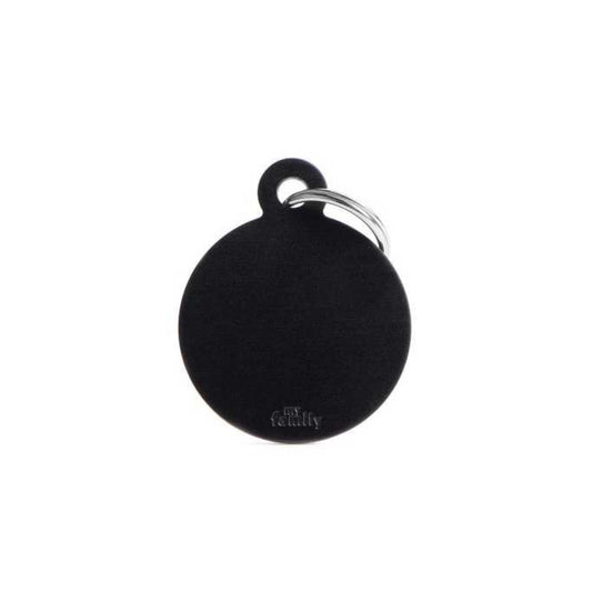 My Family Big Round Black Pet ID Tag
