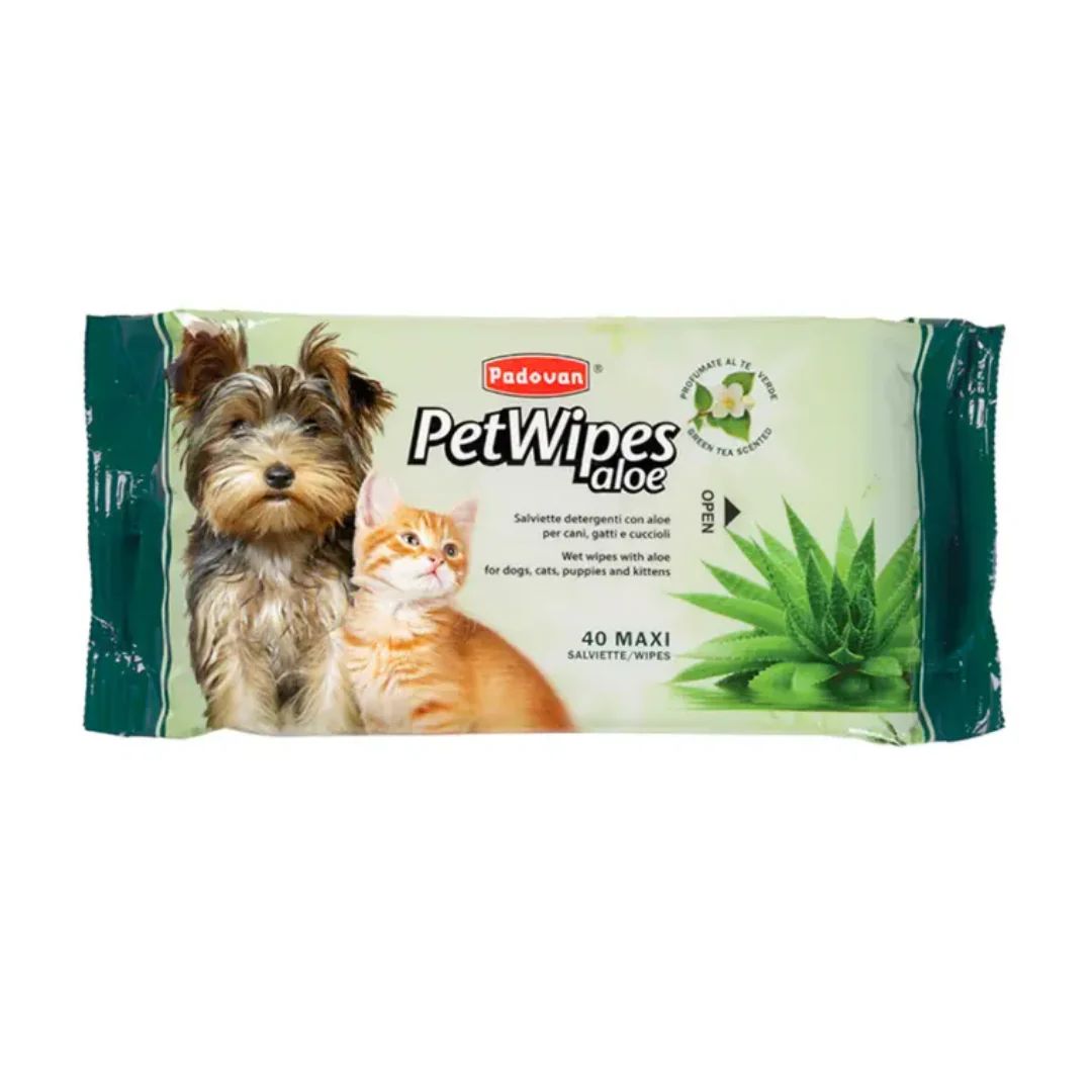 Padovan Aloe Pet Wipes – 40pcs Gentle Cleaning for Dogs & Cats