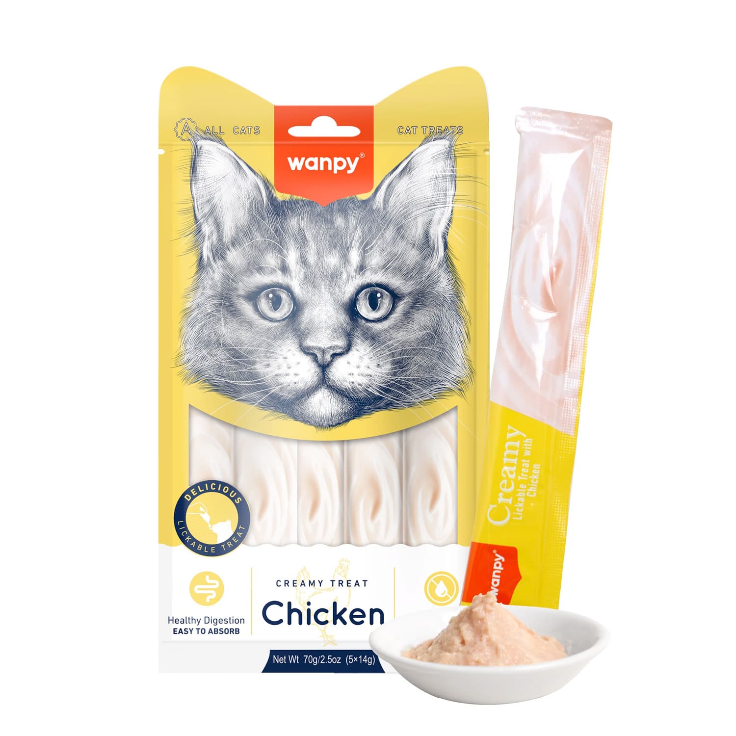 Wanpy Creamy Lickable Chicken Treats for Cats ‚Smooth & Tasty