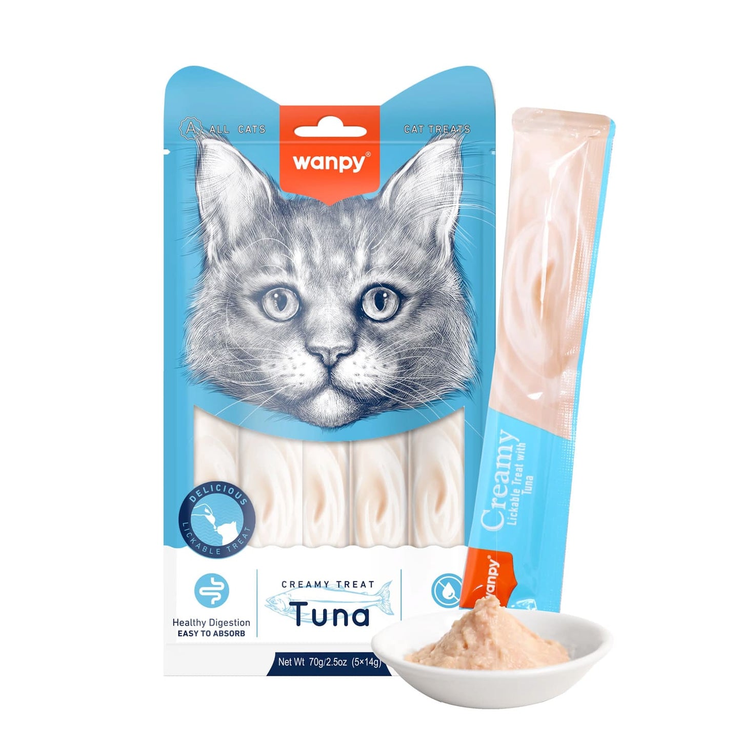 Wanpy Creamy Lickable Tuna Treats for Cats ‚High Protein Snack
