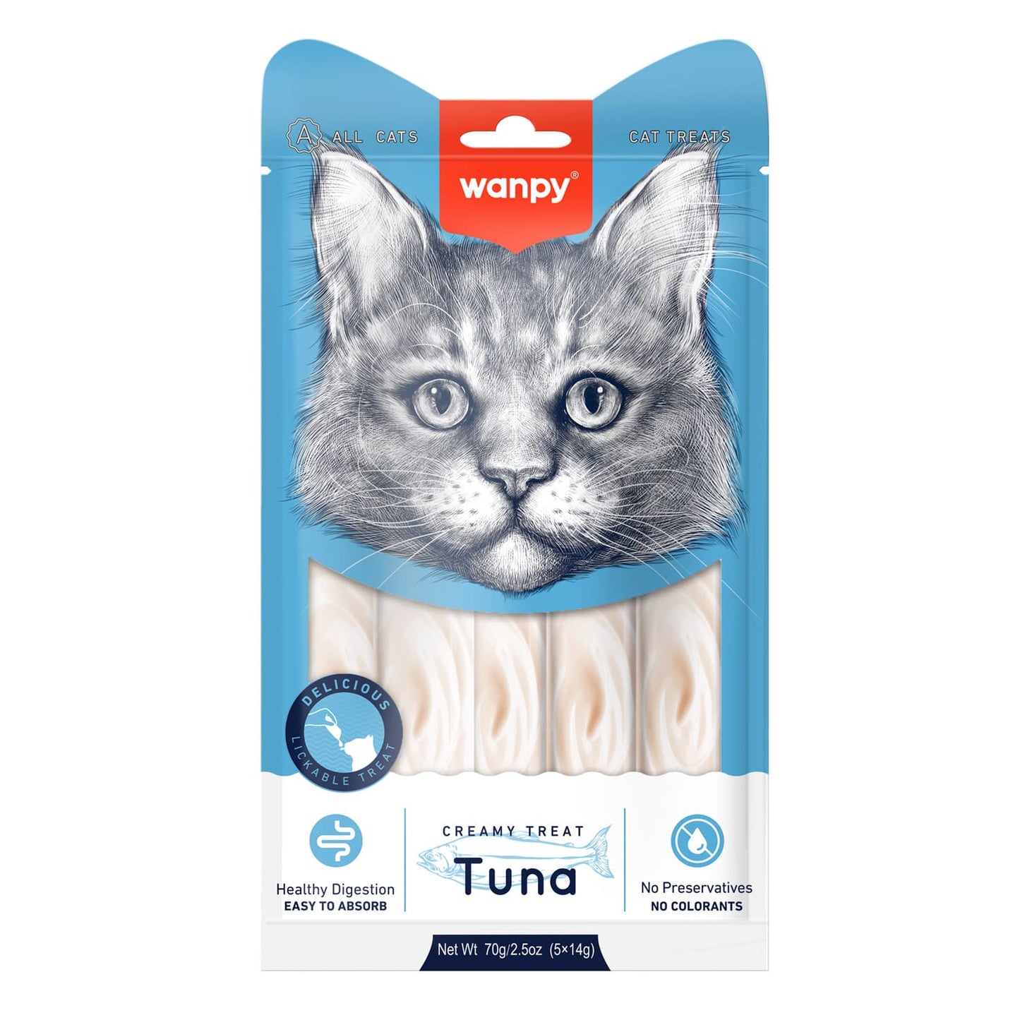 Wanpy Creamy Lickable Tuna Treats for Cats ‚High Protein Snack