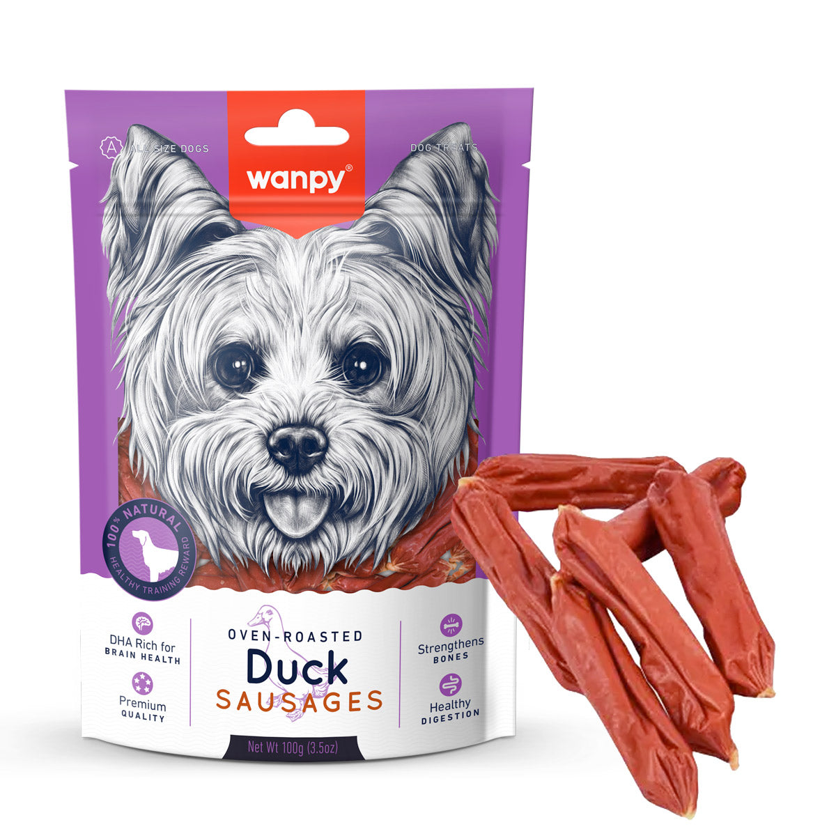 Wanpy Duck Sausages for Dogs 100g ‚Soft & Meaty Dog Treats