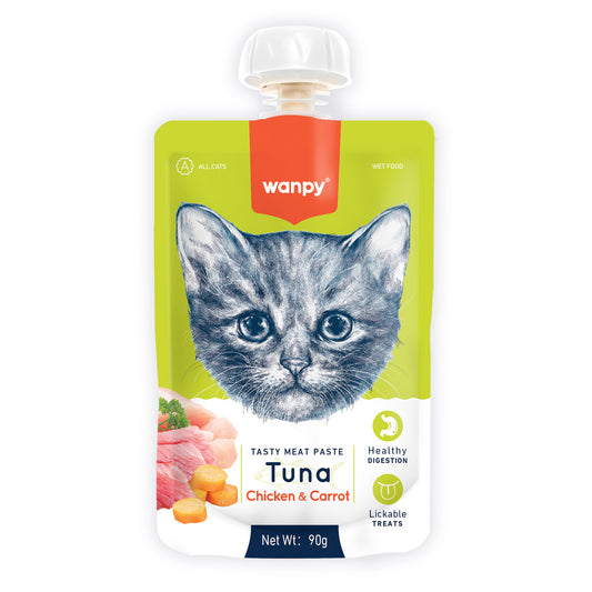 Wanpy Tuna, Chicken & Carrot Paste for Cats 90g ‚ Creamy Blend