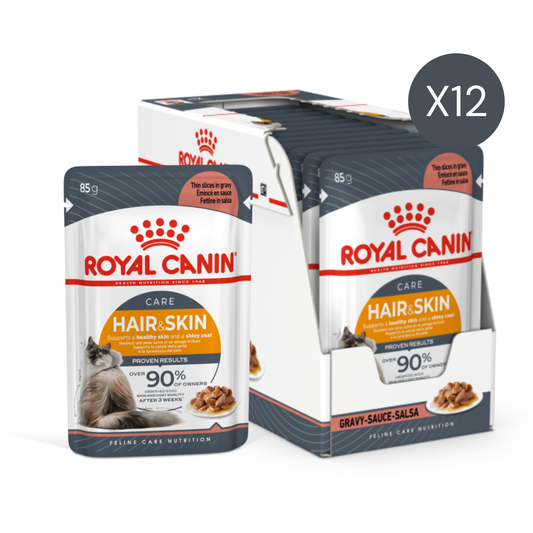 Royal Canin Feline Care Nutrition Hair & Skin Gravy Cat Wet Food - 12X85G