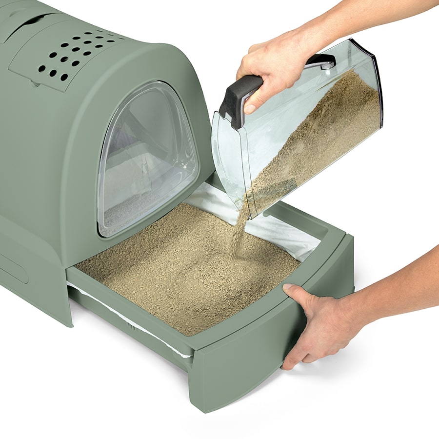 Imac Zuma Second Life Plastic Cat Toilet with Sliding Tray – Sage Green – 57×43.5×73 cm
