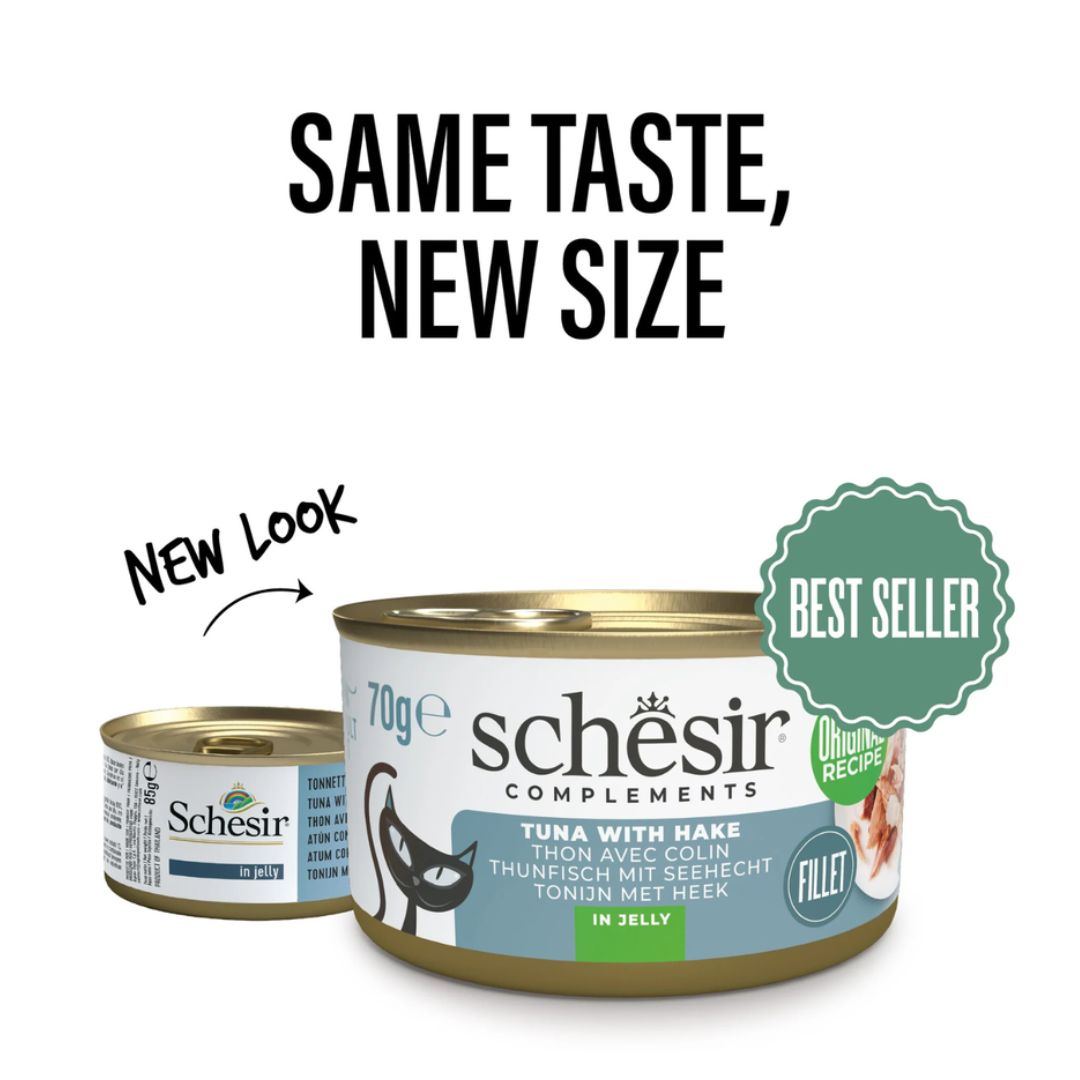 Schesir Complements Cat Wet Food in Jelly Can- Tuna With Hake 70g