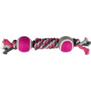 Duvo+ Tug Toy Pendulum & Tennis Ball – 53cm Grey/Pink