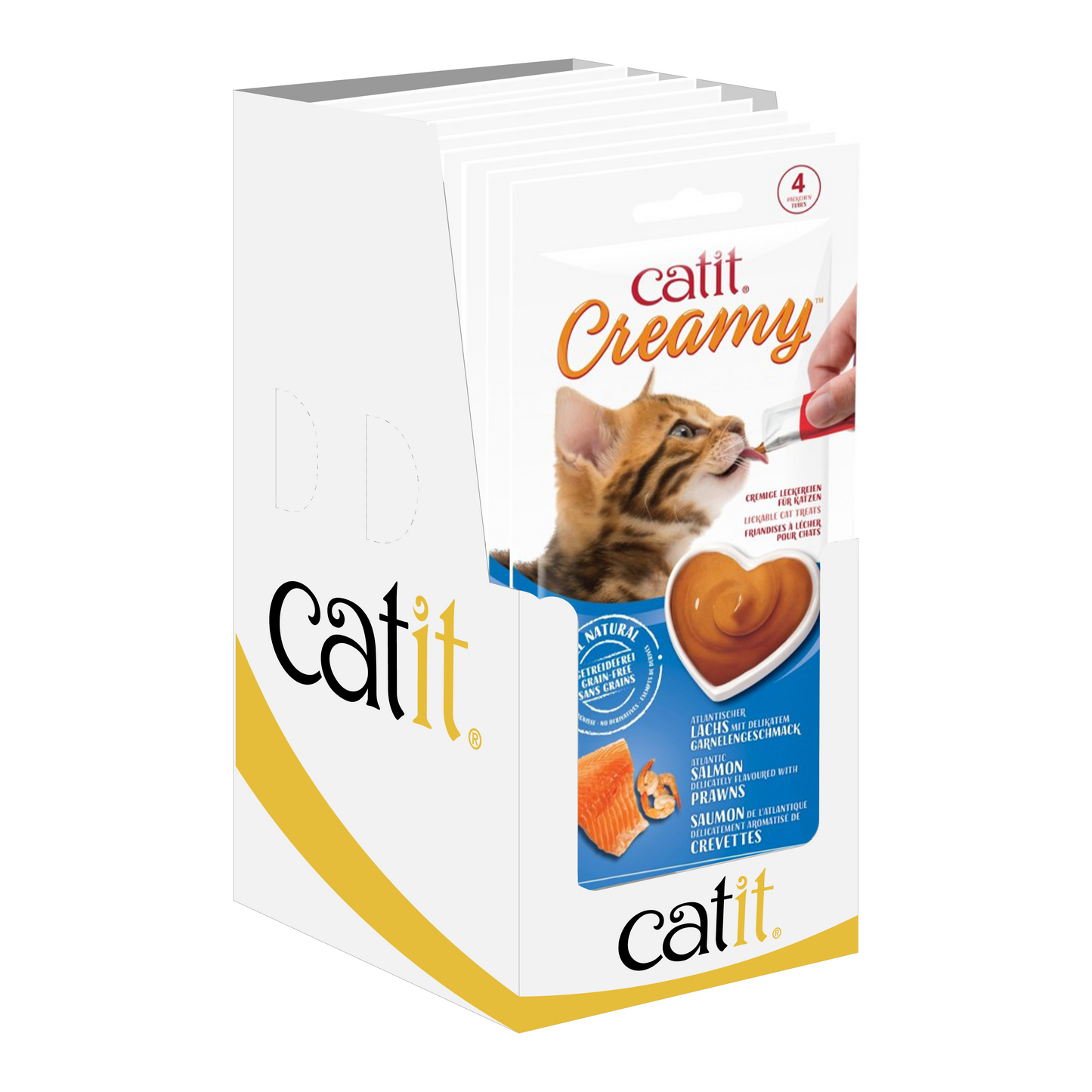 Catit Creamy Lickable Cat Treats ‚Salmon & Prawns, 4x10g