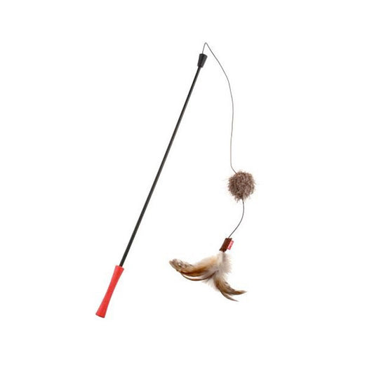 CatWand Feather Teaser Toy ‚Red with Natural Feather & Plush Tail