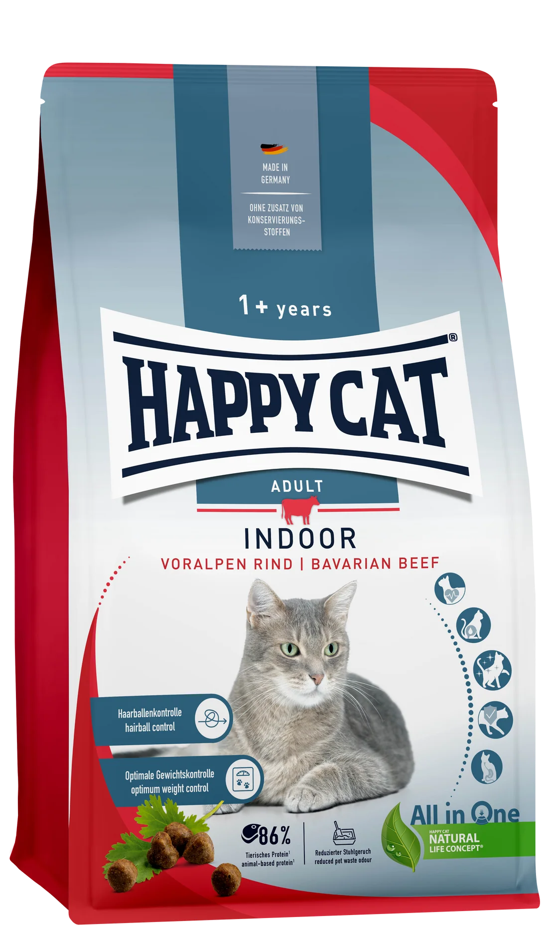 Happy Cat Dry Food Indoor Adult Voralpen Rind - 4kg