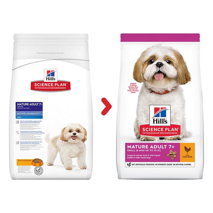 Hills Science Plan Small & Mini Mature Adult 7 + Dog Food With Chicken 3Kg