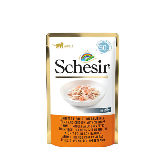 Schesir Cat Pouch Tuna with Chicken & Shrimps Wet food 50G