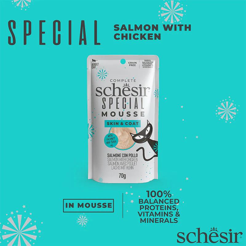 Schesir Cat Mousse Skin & Coat Salmon & Chicken 70G