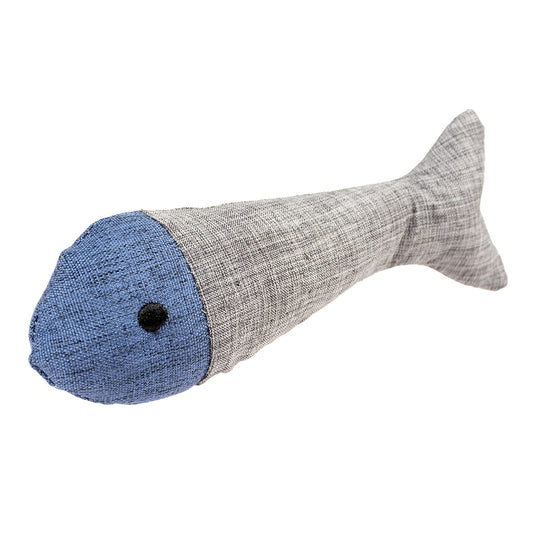 Duvo+ Eco Navy Catnip Fish Toy – 13.5cm Blue/Grey