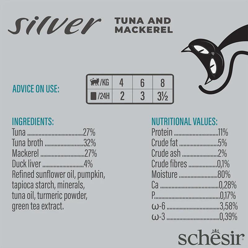 Schesir Silver Senior Cat Wholefood Tuna & Mackerel 70G