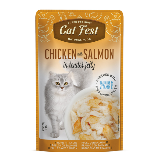 Cat Fest Chicken & Salmon in Jelly – 70g Protein-Rich Cat Food