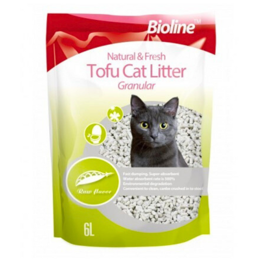 Bioline Natural & Fresh Tofu Granular Cat Litter 6L  Flushable & Odor Control