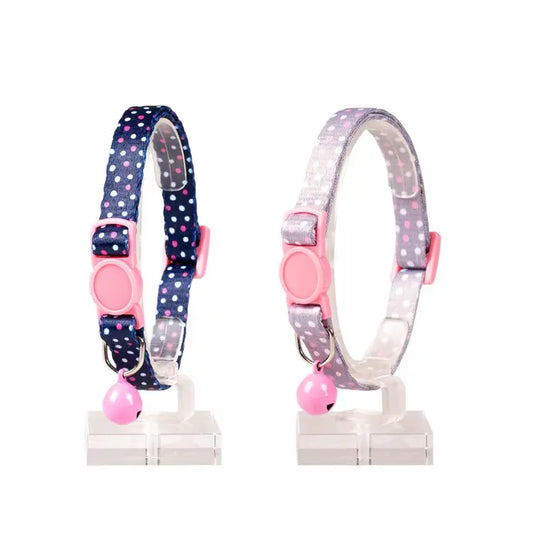 Duvo+ Cat Collar – Blue/Beige Dots – Nylon – Mixed Colors – 20–30 cm x 10 mm