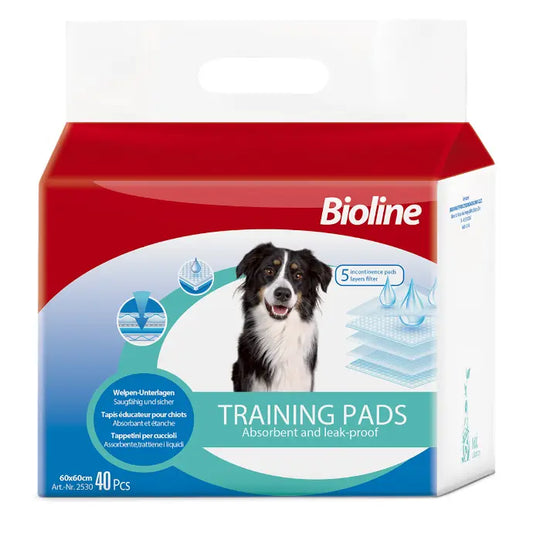 Bioline Puppy Training Pads 60x60cm  40Count Absorbent Sheets