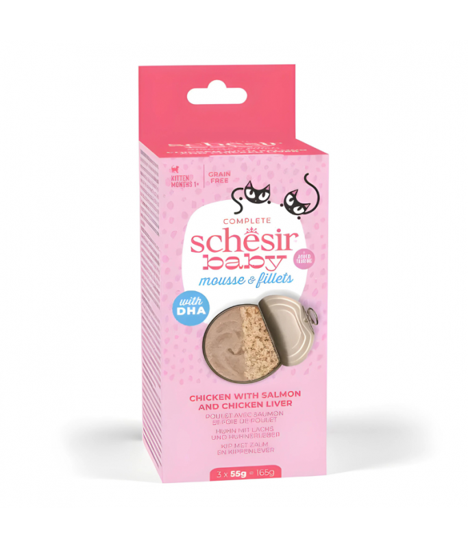 Schesir Baby Cat Mousse & Fillet Multipack Chicken, Salmon & Liver 165G