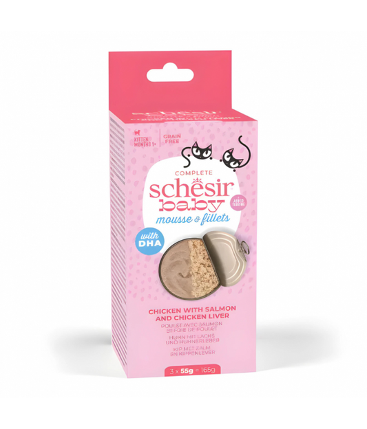 Schesir Baby Cat Mousse & Fillet Multipack Chicken, Salmon & Liver 165G