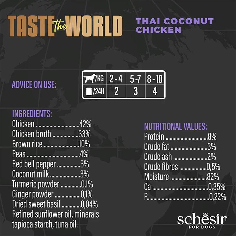 Schesir Dog Wet Food Taste the World Thai Coconut Chicken 150G