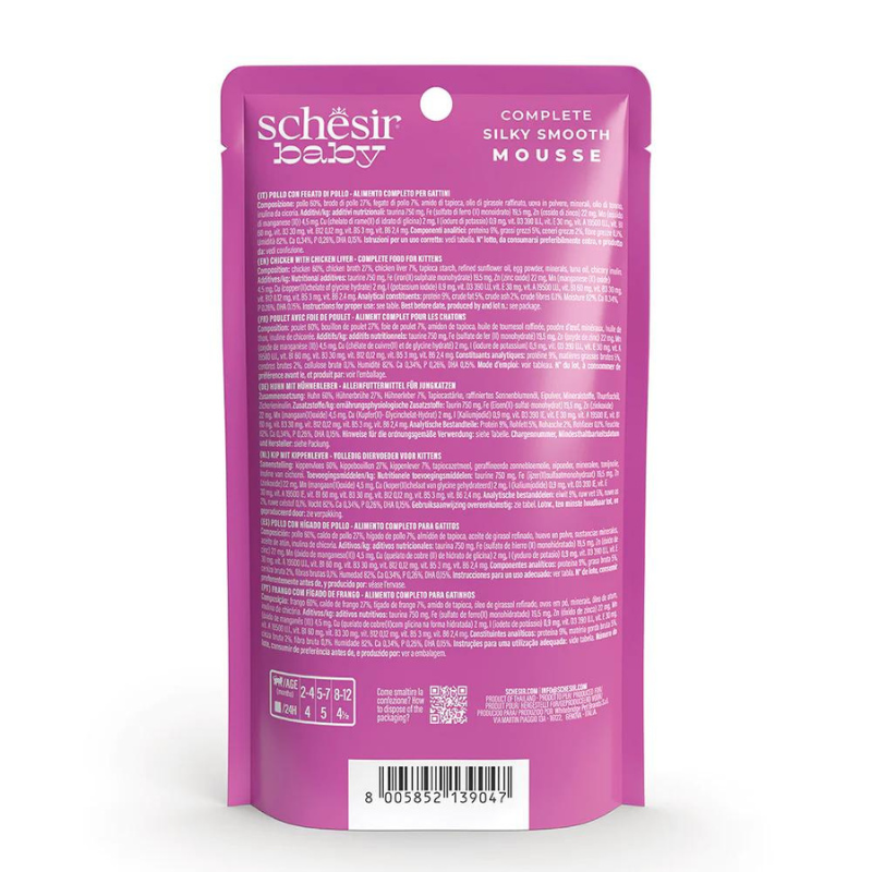 Schesir Baby Kitten Mousse Chicken & Liver Wet food 70G