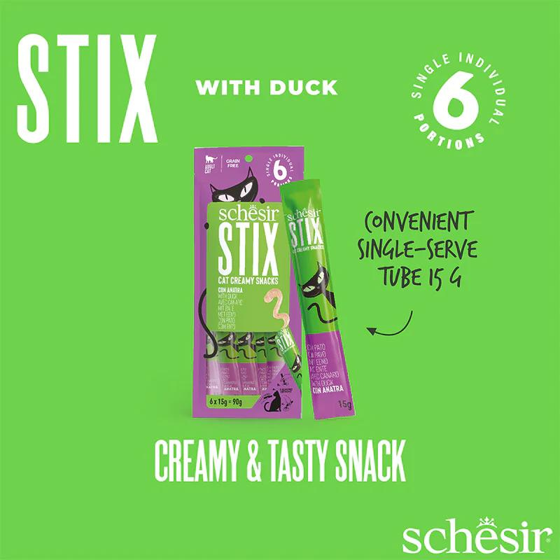 Schesir Cat Creamy Treat Stix Duck 6x15G