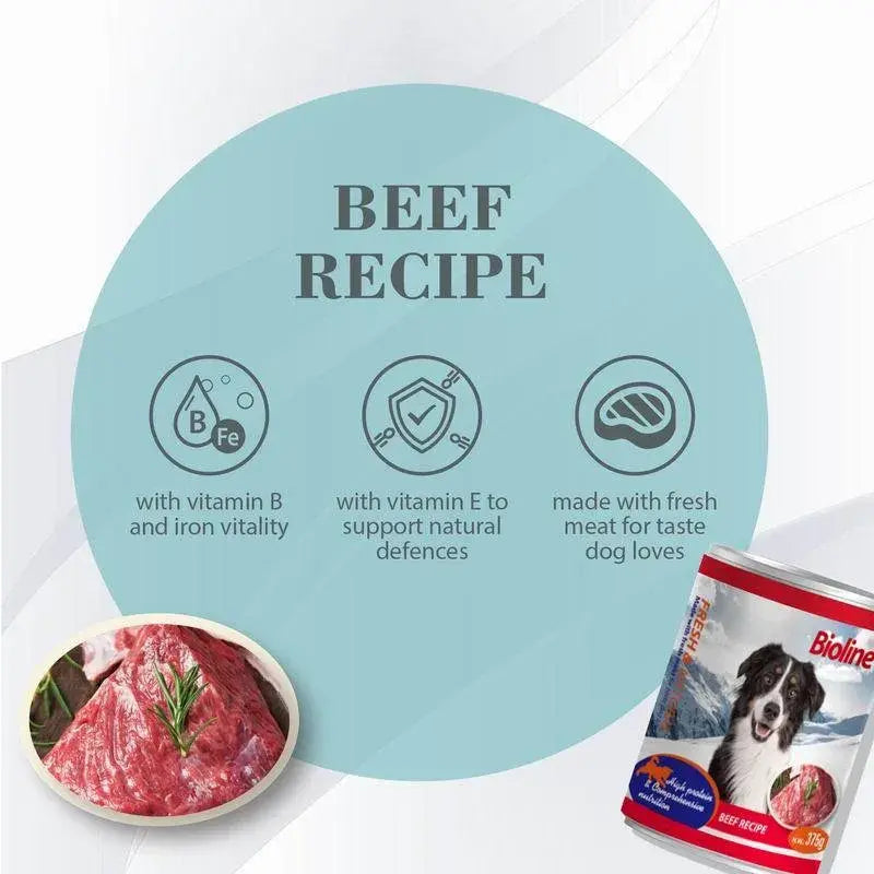 Bioline Canned Dog Food Beef Flavor 375g