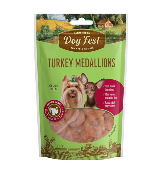 Dog Fest Turkey Medallions for Small Breeds – 55g