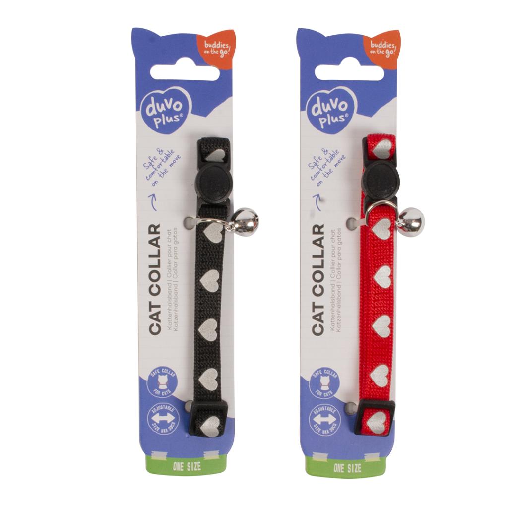 Duvo+ Reflective Hearts Cat Collar 20–30cm x 10mm – Mixed Colors