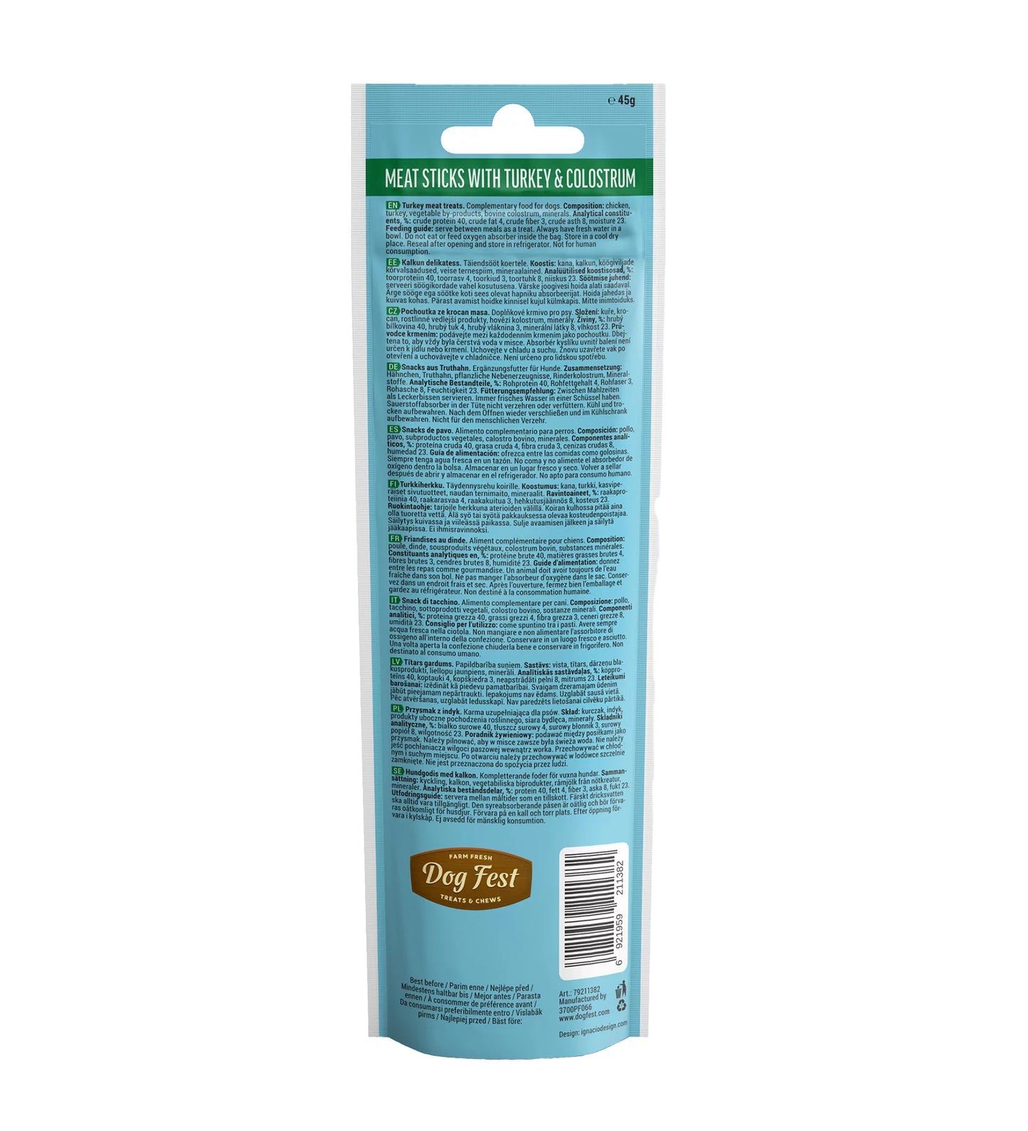 Dog Fest Turkey Stick with Colostrum – 45g
