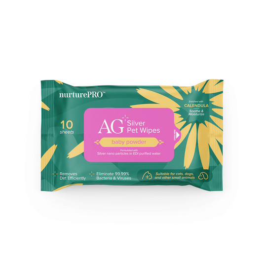 NurturePro Ag+ Pet Wet Wipes – Baby Powder Scent