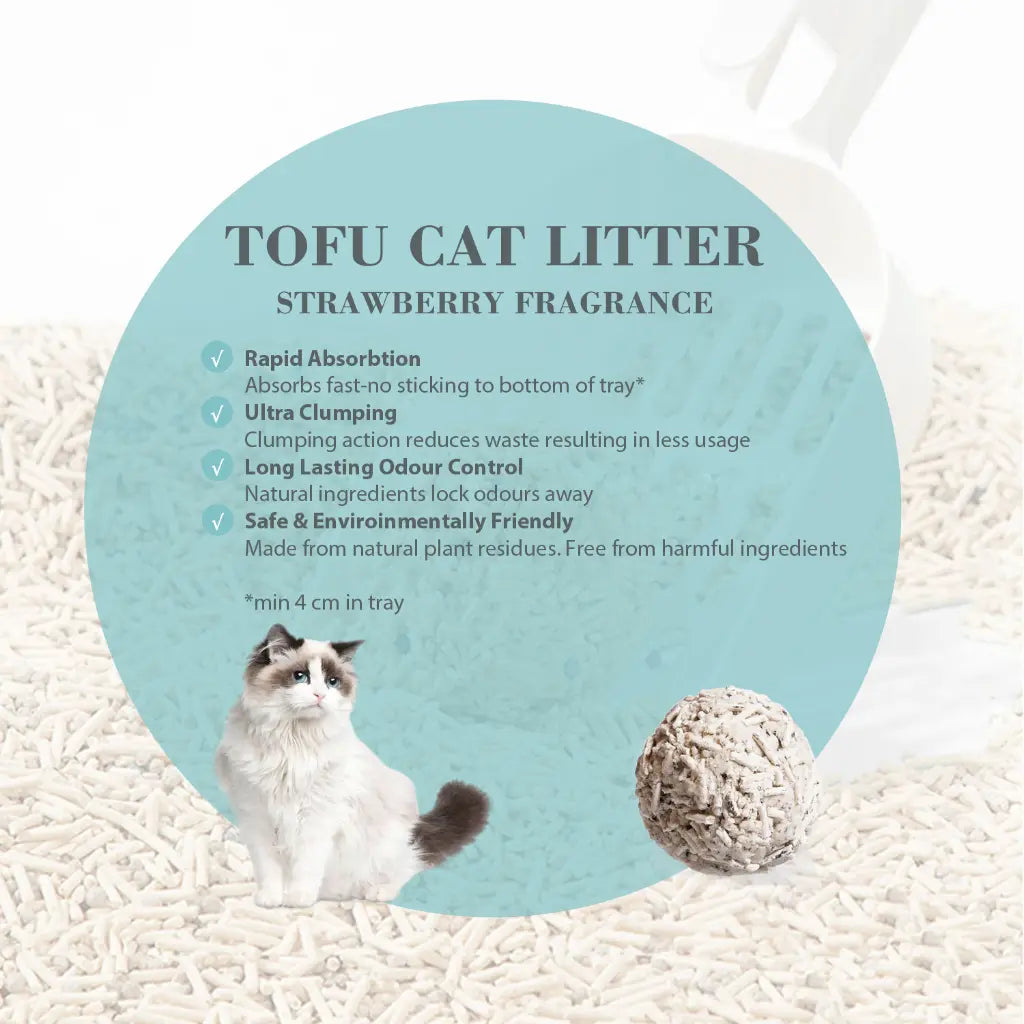Bioline Tofu Cat Litter 7L  Strawberry Fragrance, Quick Clump