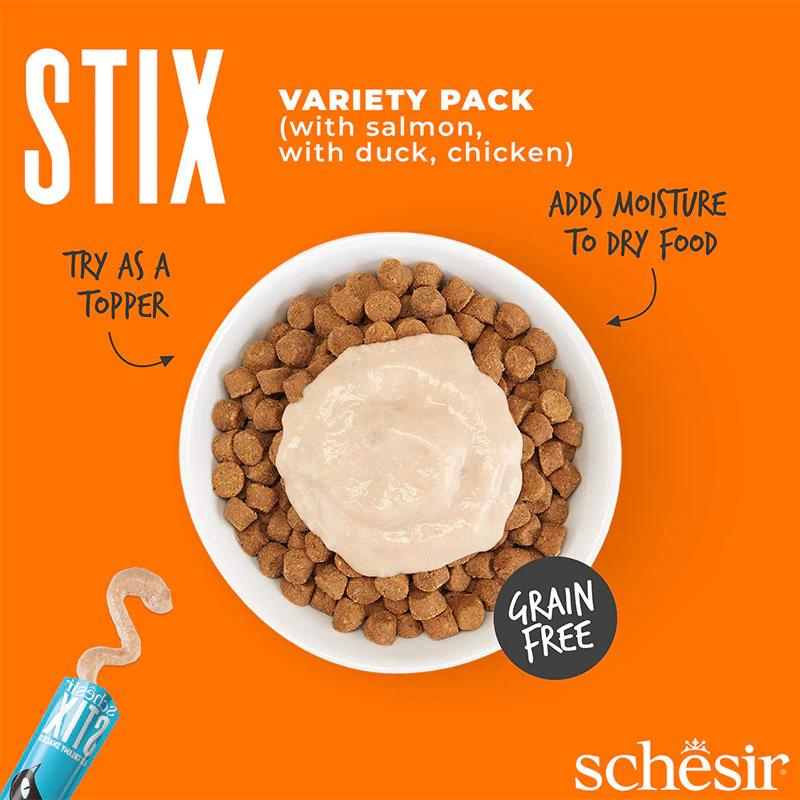 Schesir Cat Treat Stix Variety Pack Chicken, Duck, Salmon 6X15G