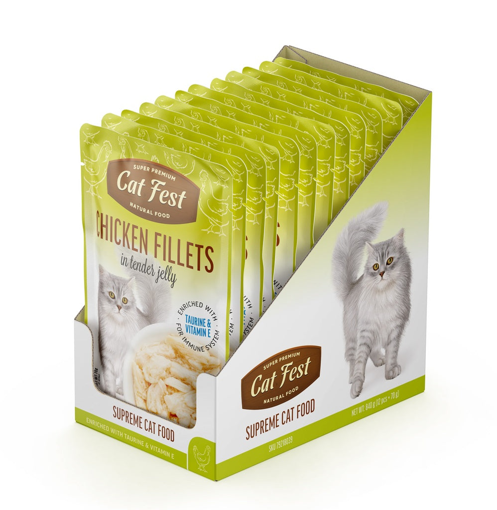 Cat Fest Chicken Fillets in Jelly – 70g Wet Cat Food Treat