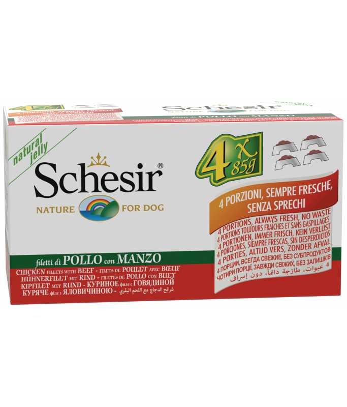 Schesir Dog Wet Food Chicken Fillets & Beef 340G