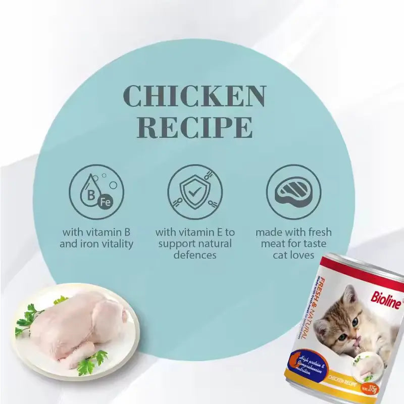 Bioline Canned Cat Food Chicken Flavor 375g