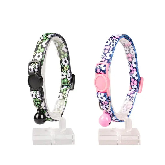 Duvo+ Cat Collar – Flowers Pattern – Nylon – Mixed Colors – 20–30 cm x 10 mm