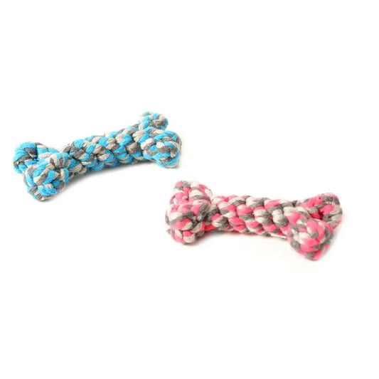 Duvo+ Knotted Cotton Bone – Small Dog Chew Toy 8cm